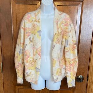 Bartolini Italy Mohair Blend Flower Print Open Front "Dalia" print Size Medium